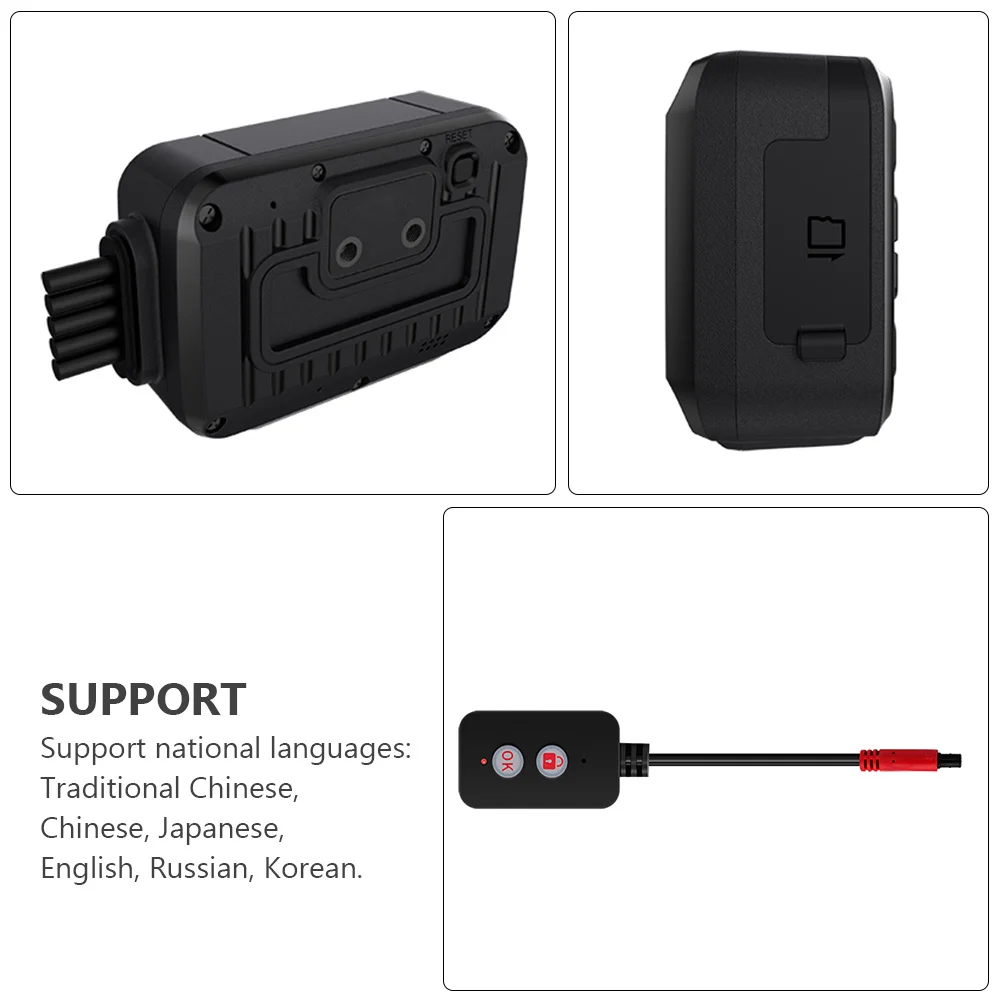 

Motorcycle Driving Recorder Black Dual-Lens Hd Dash Cam Front 1280x720 Rear 640x480 High Precision Three-Stereo Sensor
