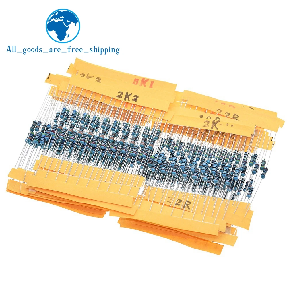 

TZT 300PCS/LOT 1/4W Metal Film Resistor Kit 1% Resistor Assorted Kit Set 10 -1M Ohm Resistance Pack 30 Values each 10 pcs