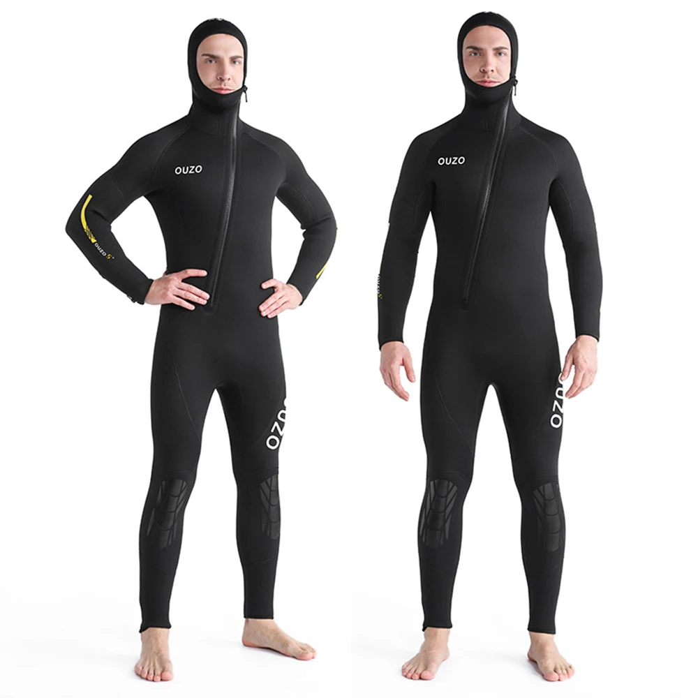 Premium Neoprene Wetsuit 5mm Men Scuba Diving Thermal Winter Warm Wetsuits Full Suit Swimming Surfing Kayaking Equipment Black