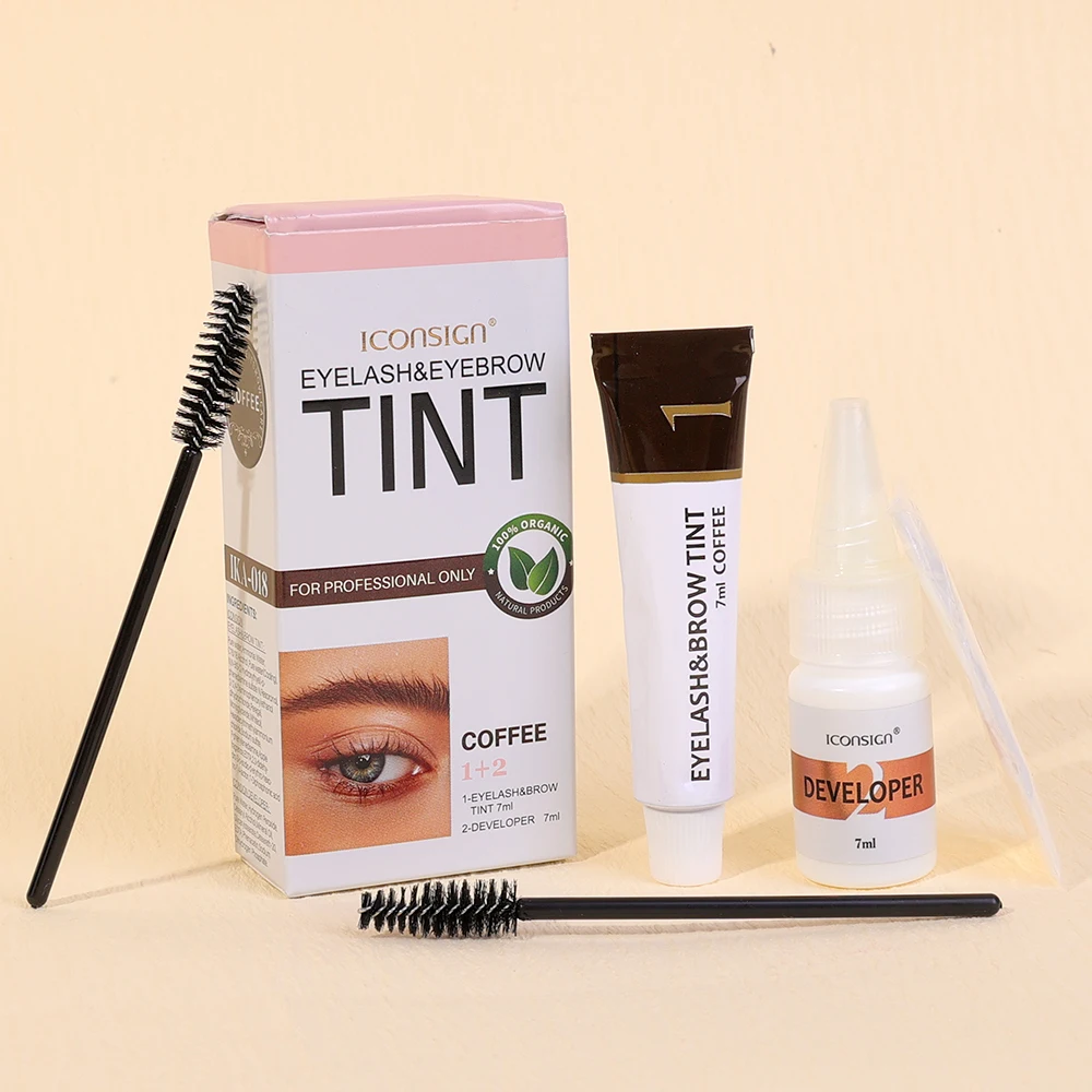 Fast Eyebrow Tint Kit Black Brown 2 in 1 Eyebrow Gel Lash Lift Tint Professional Semi-Permanent Waterproof Brow Enhancer Makeup