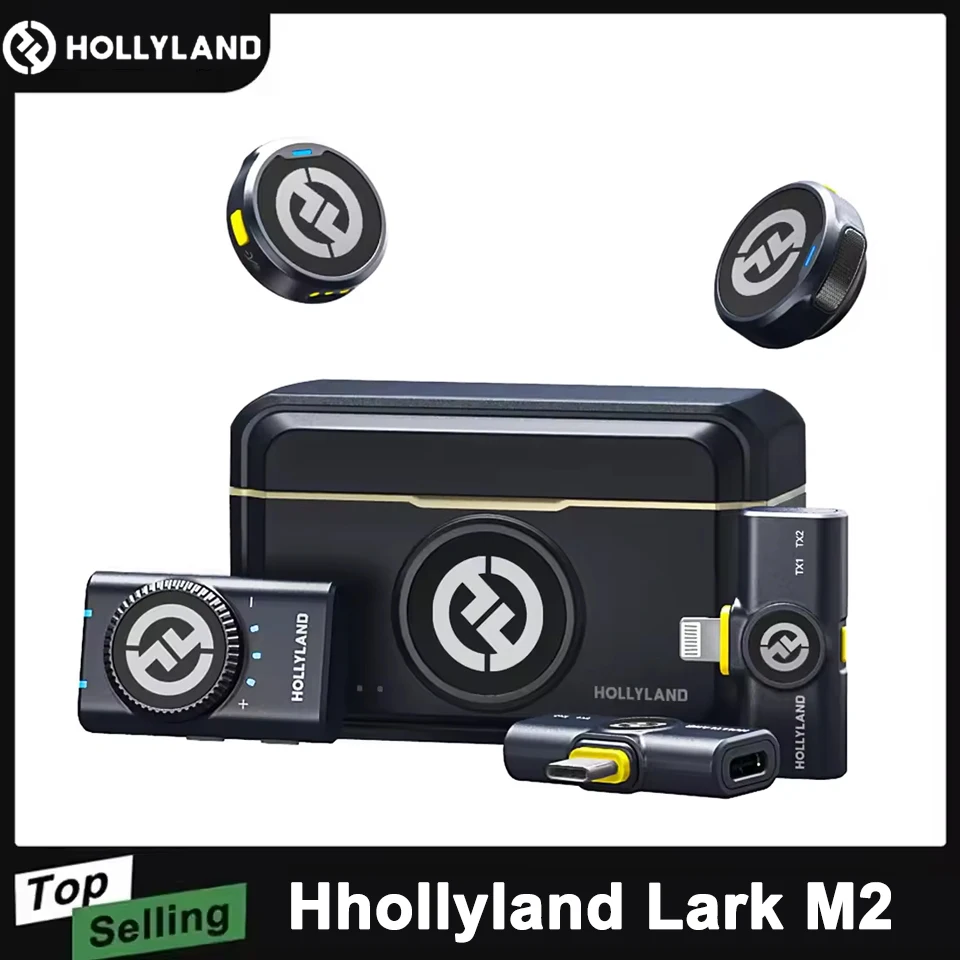 Micrófono Lavalier inalámbrico Hollyland Lark M2 para cámara Android/iPhone cancelación de ruido para grabación de vídeo micrófono de Streaming