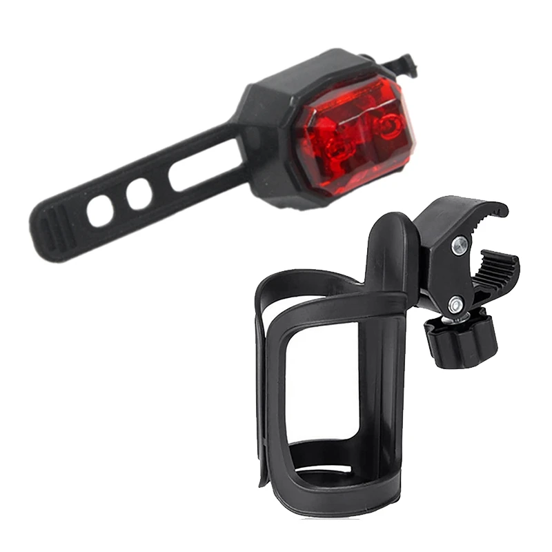 2 Pcs Bicycle Accessories: 1 Pcs USB Charge Waterproof Bike Warning Lamp & 1 Pcs Cup Holder Stroller Bottle Holders