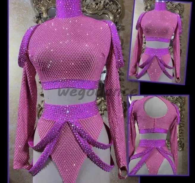 Custom Made Purple Top And Pant Set Nightclub Jazz Dance Performance Costume For Women