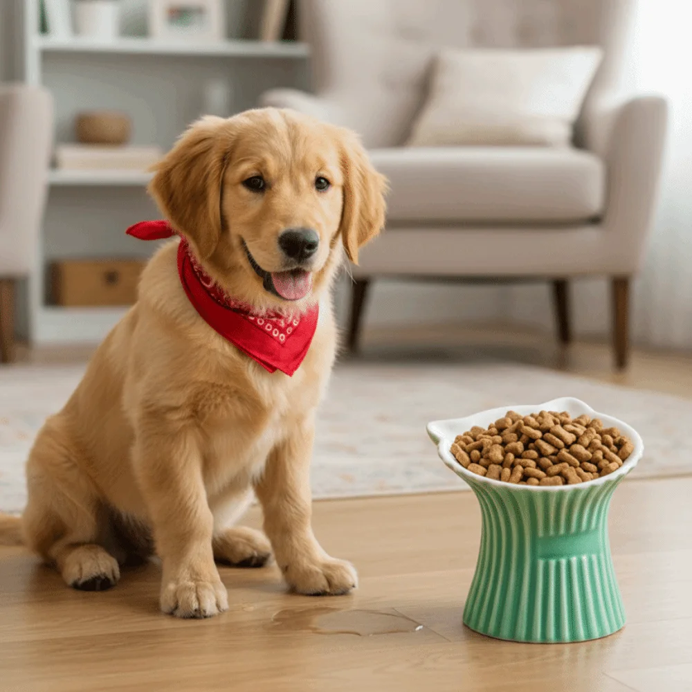 

Высокая керамическая миска для кошек с широким горлышком, противоскользящим основанием и защитой от опрокидывания, дизайн с кошачьими ушками, для кормления и питья домашних животных