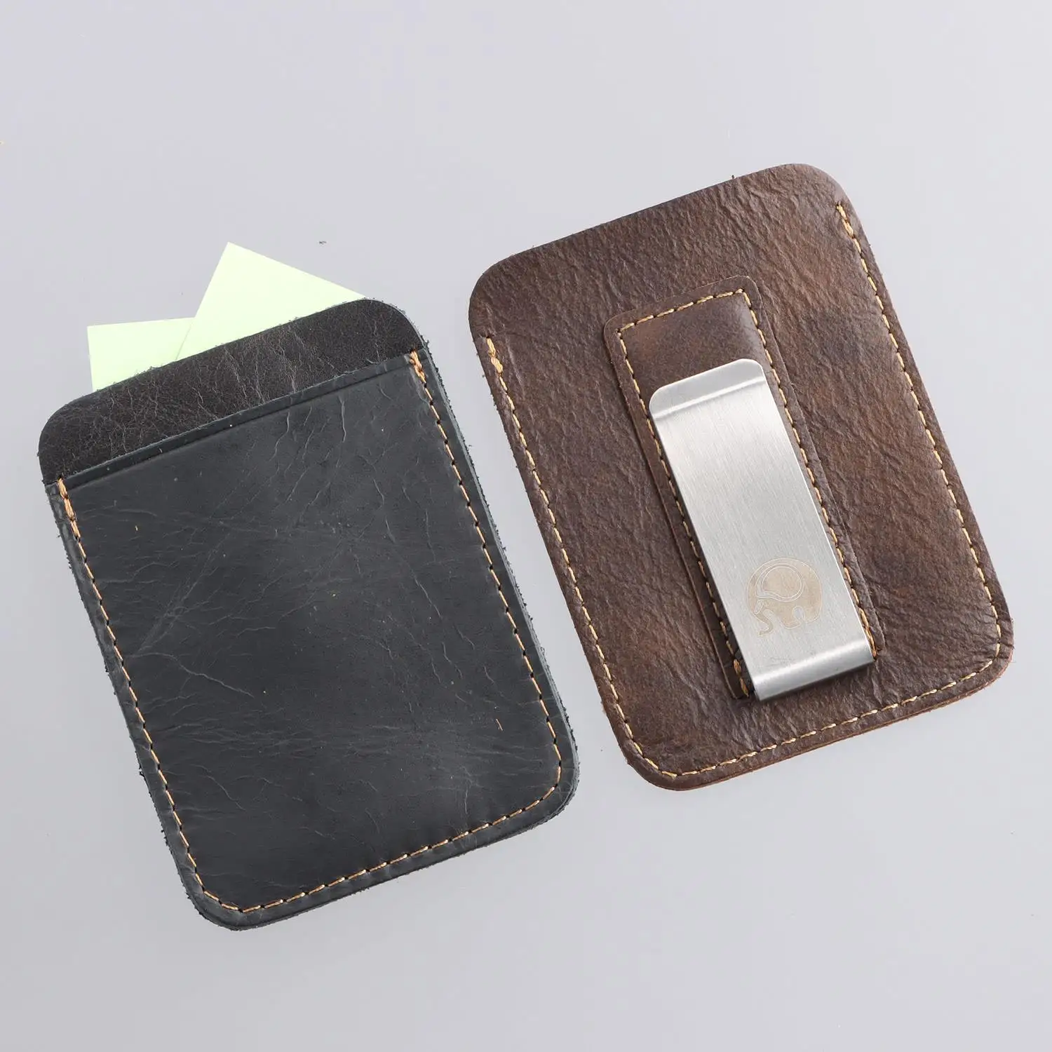 New Genuine Leather Mini Men‘s Wallet High Quality Card Clip Minimalist Wallet Leather Portable Bank Cardholder Wallet For Men