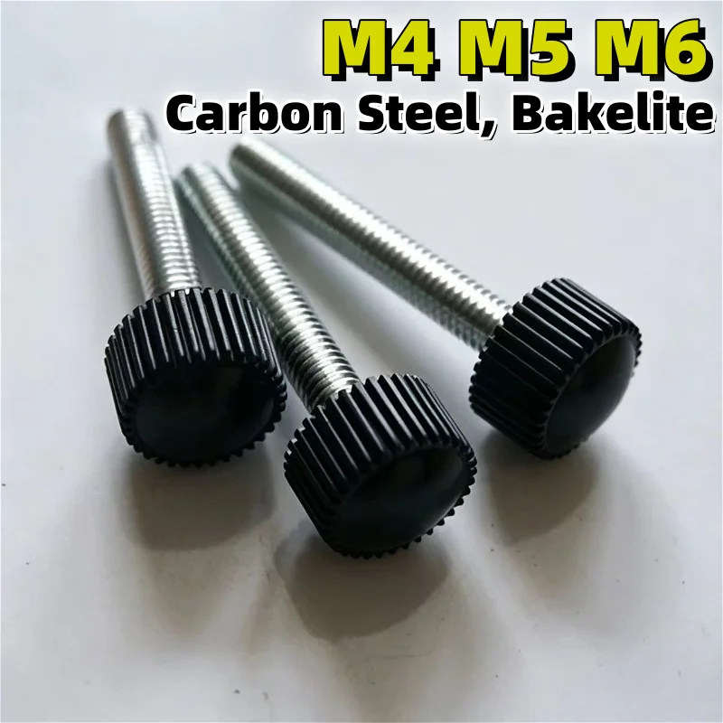 M4 M5 M6 Zinc Plating Carbon Steel Plastic Round Head Straight Pattern Hand Twisted Adjustable Screw Bakelite Handle Thumb Bolt