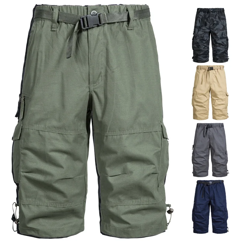 

New Men's Summer Shorts Male Streetwear Breathable Cotton Sports Shorts Elastic Waist Straight Cargo Shorts for Men M-5XL MY941