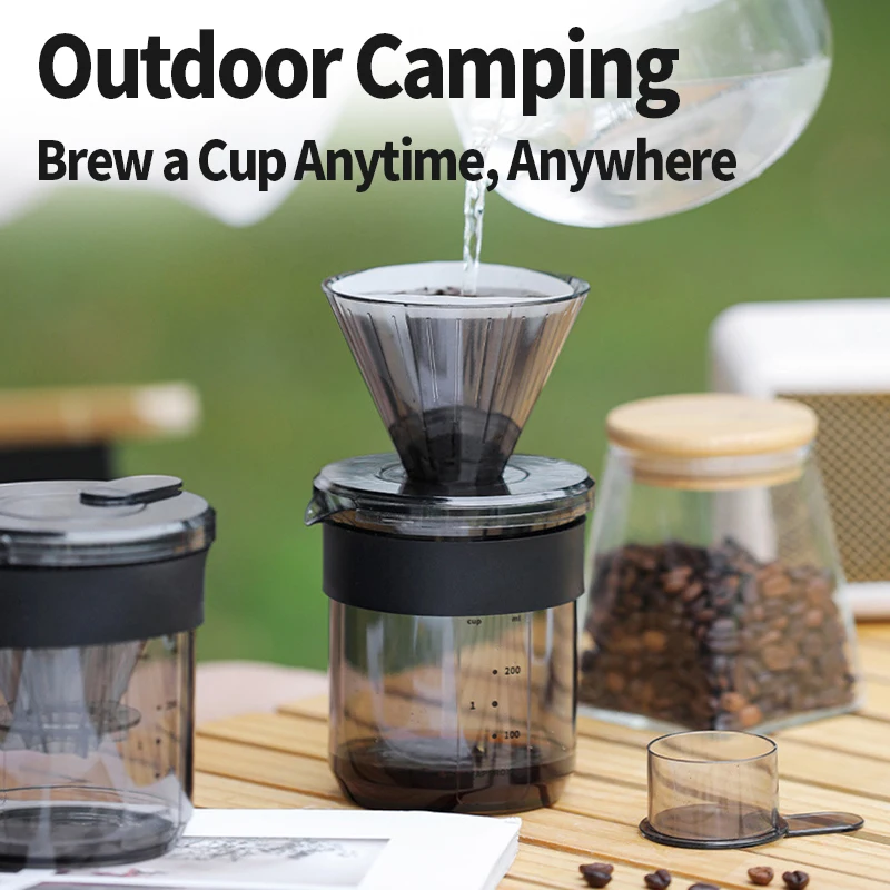 OANKR 3 In 1 Portable Pour Over Coffee Maker 1-2 Cup, Coffee Filter & Cup and Spoon, Reusable Mug Coffee Dripper Filter for Camp