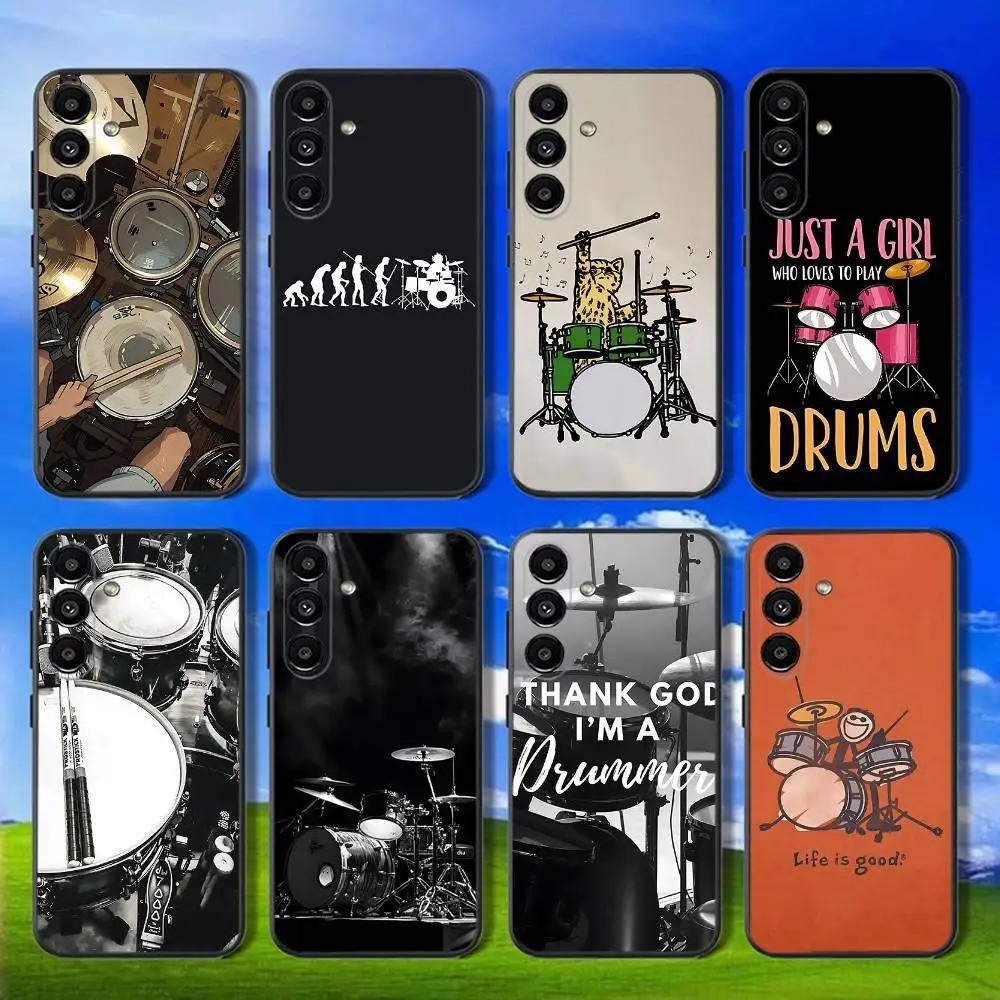 

Drummer Drum Set Phone Case For Samsung Galaxy A13,A21s,A22,A31,A32,A52,A53,A71,A80,Soft Black Shell