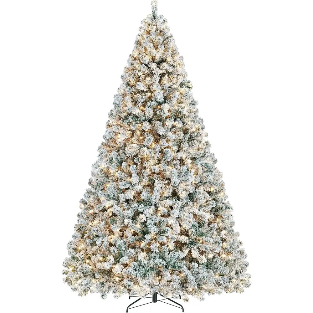 

9-Foot Pre-Lit Artificial Christmas Tree with Warm White Lights, 900 Incandescent Bulbs, 2084 Branch Tips, Foldable Stand, Green
