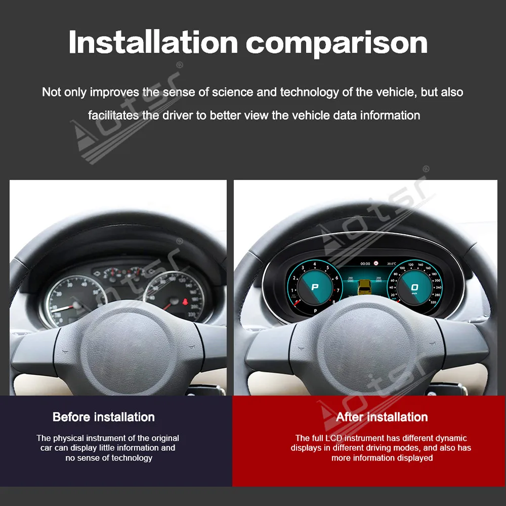 مجموعة أدوات LCD كاملة لسيارة Volkswagen POLO 2009-2016 لوحة القيادة الرقمية قمرة القيادة مجموعة ترقية أدوات افتراضية #3
