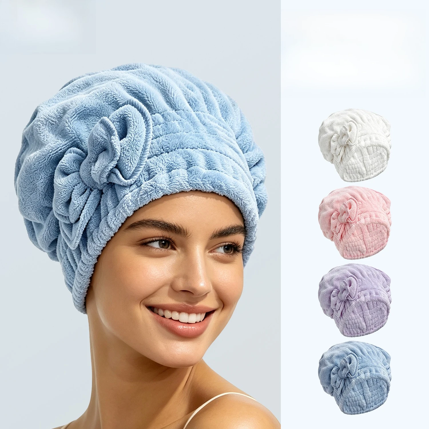 European and American style three-dimensional rose dry hair cap, special hair care cap for women's beauty salon care