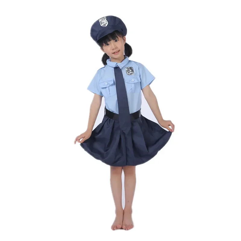 3-14Y Mädchen Halloween Cosplay Polizist Kostüm Kinder Kind Cosplay Polizist Uniform Party Kostüm Geburtstag