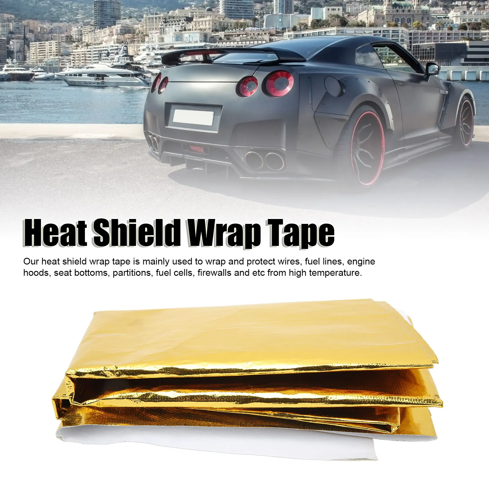 Heat  Wrap Tape Easy To Remove Lightweight Thermal Insulation Adhesive Tape Excellent Reflection  for Engine Hood