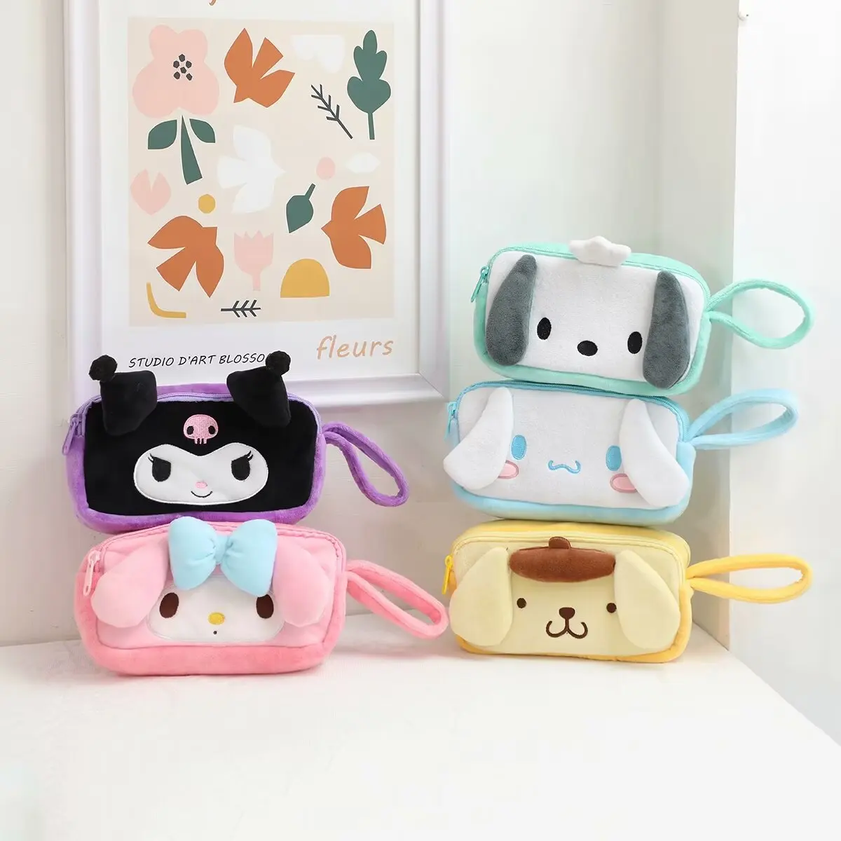 Cute Kuromi My Melody Cosmetic Bag stile giapponese adorabile doppio strato astuccio per matite di grande capacità borsa Pochacco Cinnamoroll