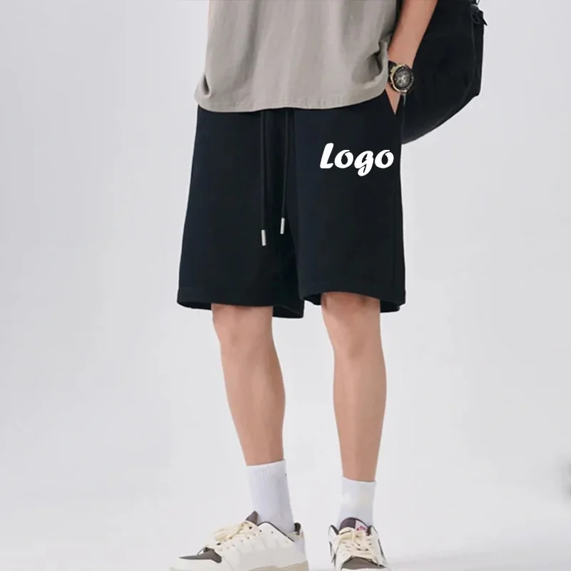 Street Custom Logo Printed Cotton Shorts Pant Straight Pocket Korean Hip hop Basic Pants Oversize Men Aesthetic Summer Trousers