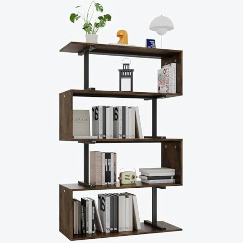 

5-tier bookshelf, large capacity tall bookcase, multifunctional storage shelf for books, decor, plants, durable and stylish