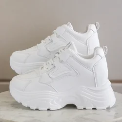 White Platform Shoe Women Sneakers 2024 The New Lace-Up Thick Bottom Vulcanize Shoes Woman Breathable Sports Shoes Ladies