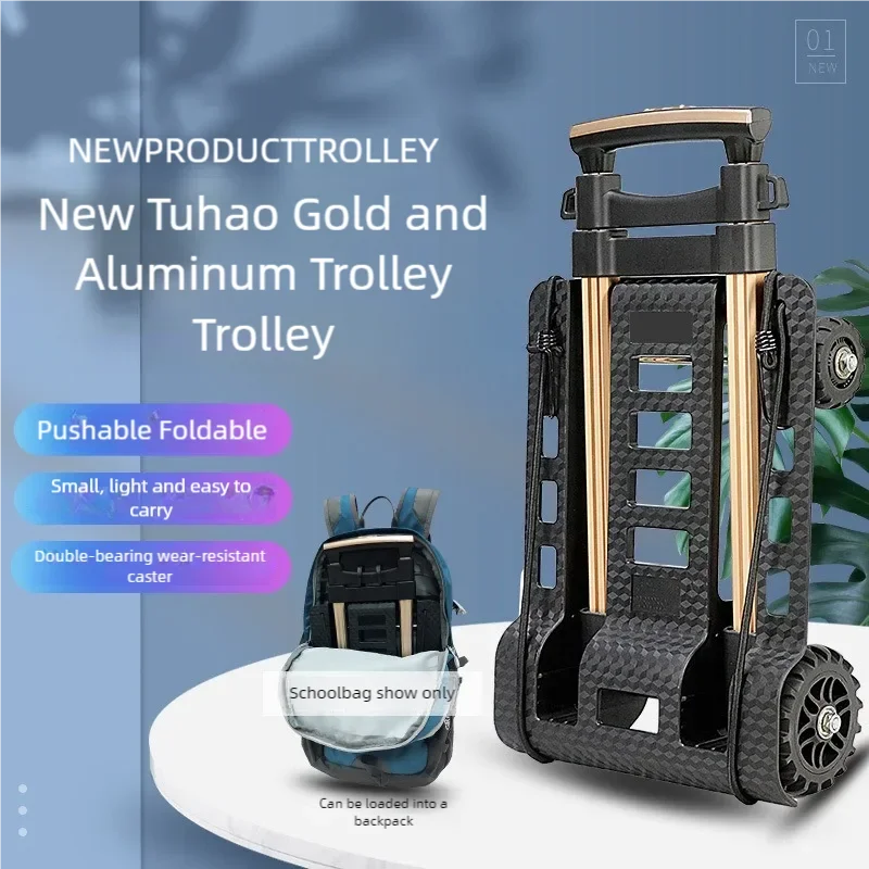 Hand Carts Trolleys Folding Small Aluminum Rod Luggage Handpulled Handling Trailer Grocery Shopping Cart Material Handling Tools