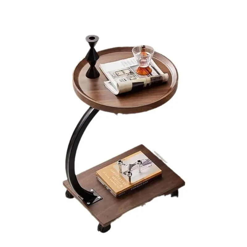 #￥Modern Movable Mini Bedside Table with Storage Rack Wood Panel Living Room Furniture Bedroom Table Living Room Wood