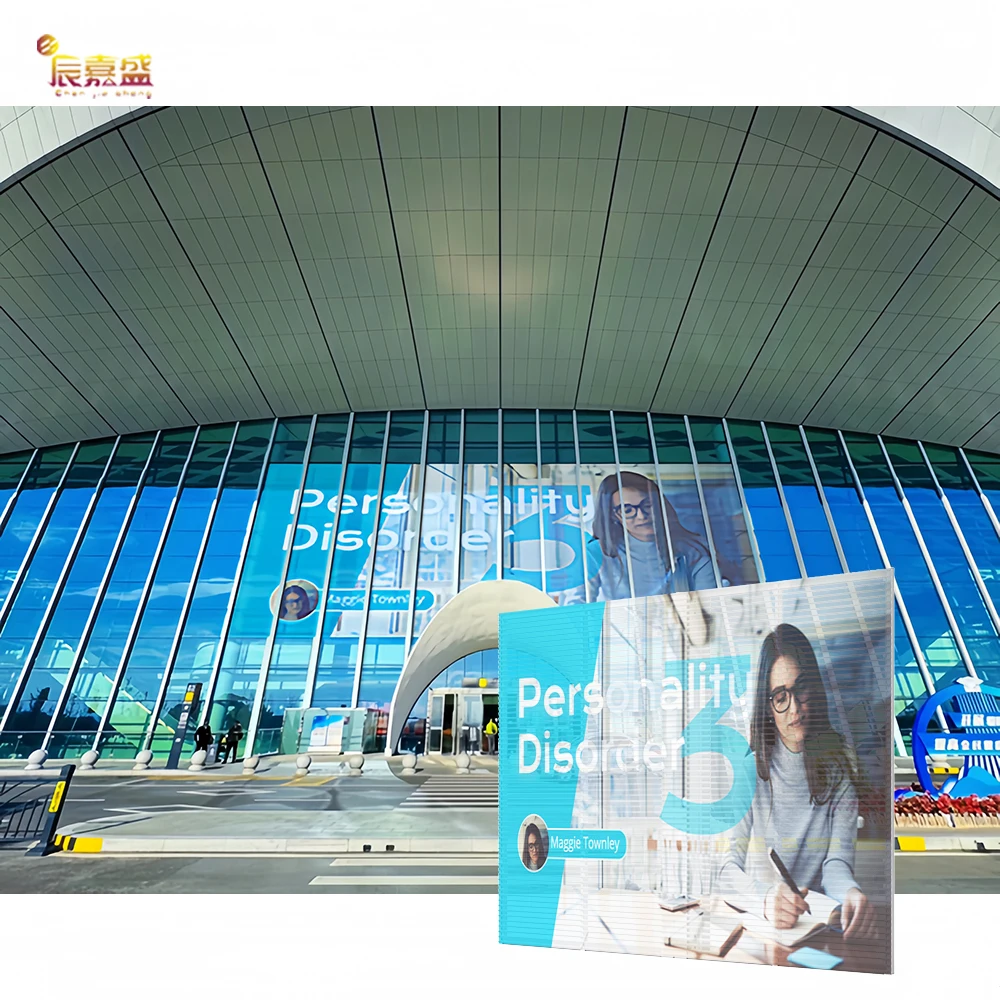 ZJZ رائجة البيع P3.91 كامل اللون ثلاثية الأبعاد شاشة LED شفافة IP65 عرض إعلاني داخلي وخارجي لمراكز التسوق المطارات Stat