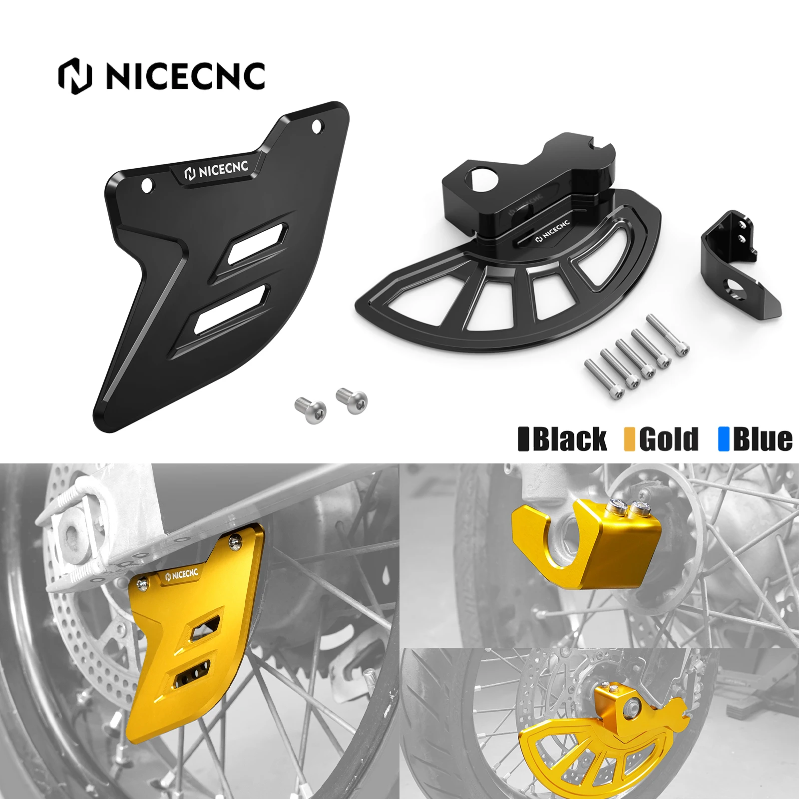 

NICECNC For Suzuki DRZ400SM DR-Z 400SM 2005-2024 2023 Motocross Front Rear Brake Disc Guard & Front Lower Fork Guard Aluminum