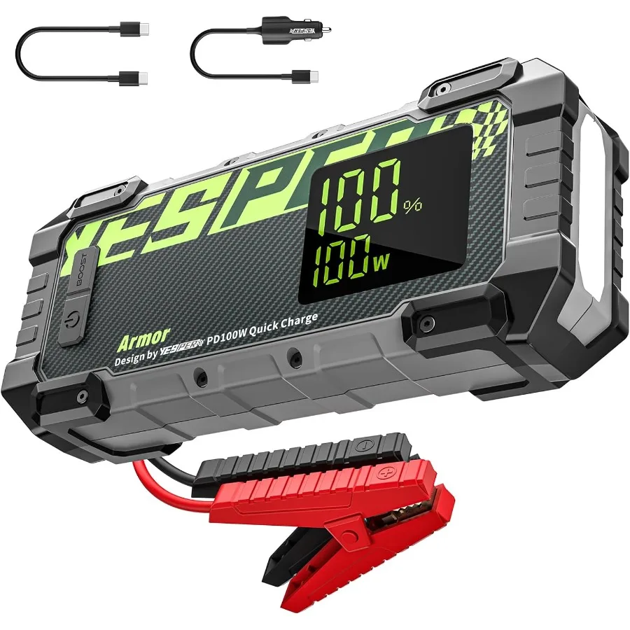 المحمولة 3000A الانتقال كاتب 12 فولت بطارية السيارة الانتقال كاتب مع 100 واط اتجاهين FastCharging LED عرض المدمجة البلوز كاتب Batte