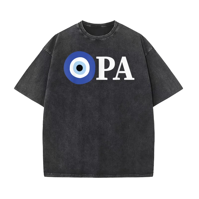 

Greek Pride Opa Evil Eye Cotton T-shirt Men's Tee Shirt Short Sleeve Male Clothes Fashion Oversized Art Graphic Clothing Printed