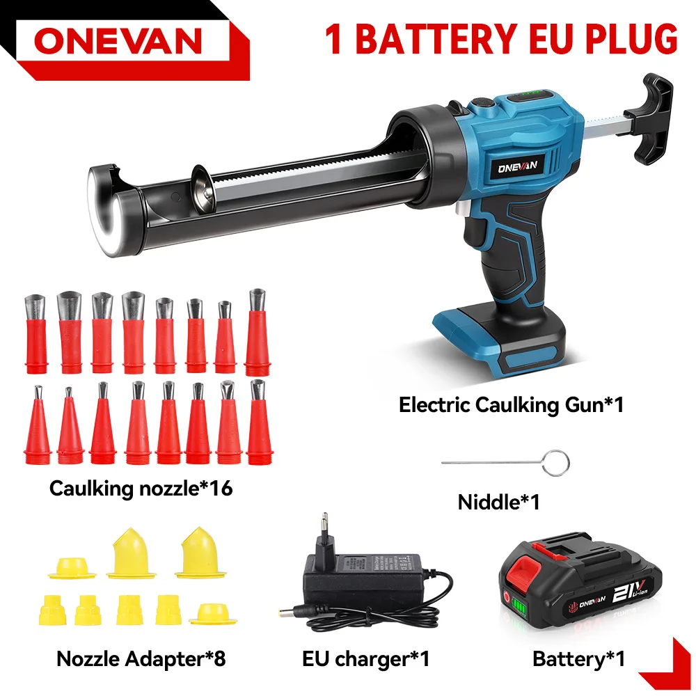 ONEVAN Elektrische Kartuschenpistole, kabellose Glasklebepistole, Klebstoff, Kleberdichtmittel mit Düse, Elektrowerkzeug für Makita 18 V Akku-Stift