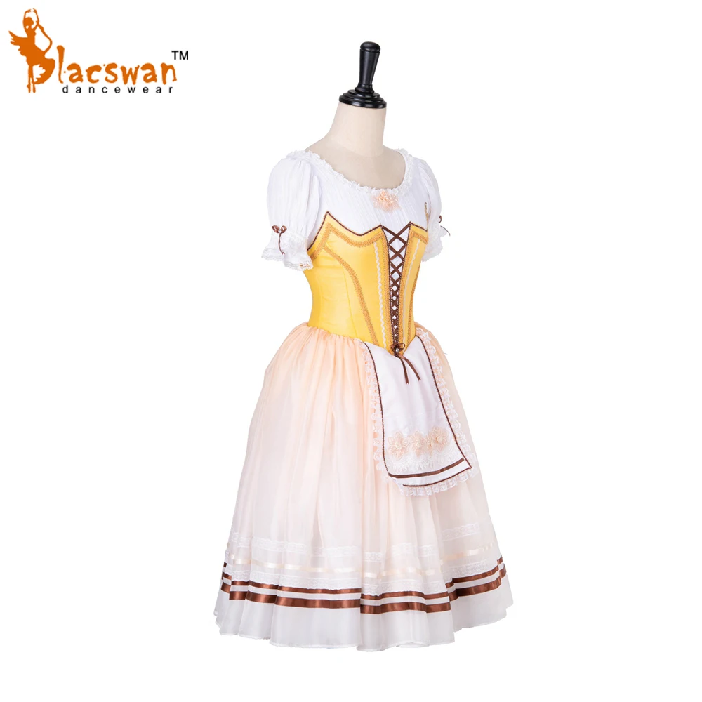 Gold Degas Ballerina Professional Romantic Dress Tutu Coppelia Doll Peasant Costume Ballet BT719