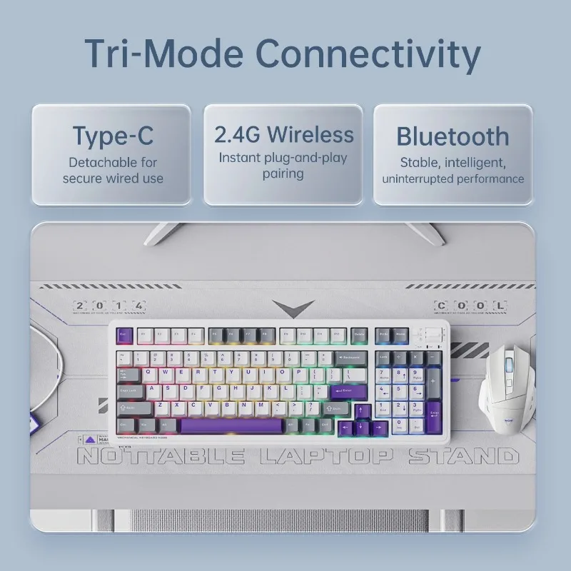 KG98 Wireless Mechanical Keyboard Three Mode RGB Long Life HIFI Customized Gasket Hot Swap Bluetooth E-sports Gaming Keyboard