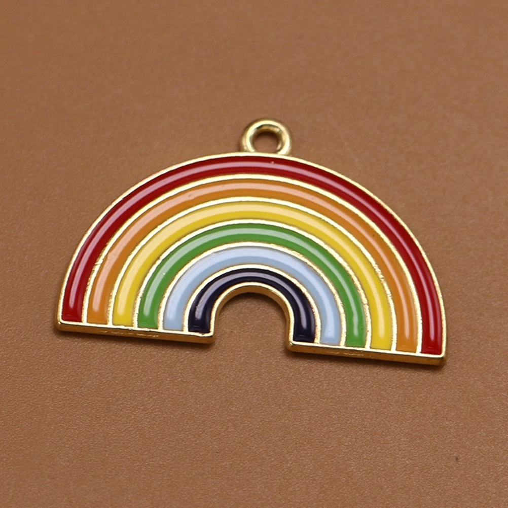 

10 Pcs Rainbow Necklace Pendant Alloy Charm Cartoon Charms Fashion Jewelry Making DIY Project Accessories Durable Unique Shape