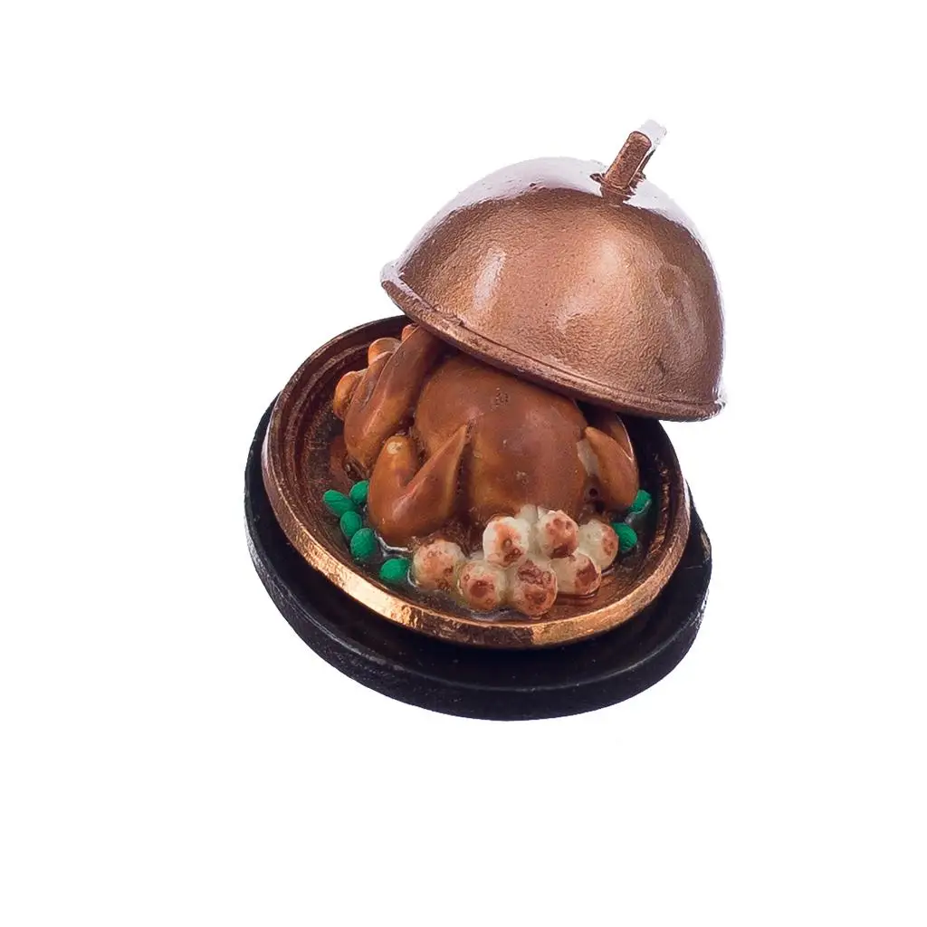 1:12 Dollhouse Tabletop Miniature Food Turkey , with Cover and Fixings, for Dolls House Kitchen Accessories