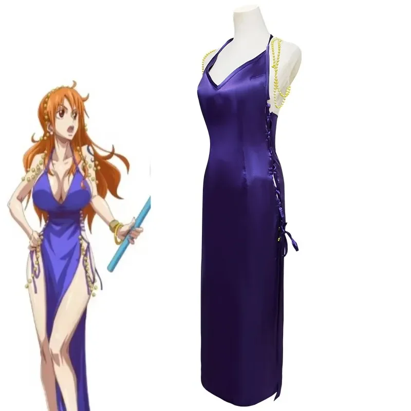 Нами Косплей Фэнтези Сексуальное Фиолетовое Платье Парики Костюм Аниме Пиратский Костюм Взрослых Женщин Ролевая Игра Вечеринка Наряд Женский Хэллоуин