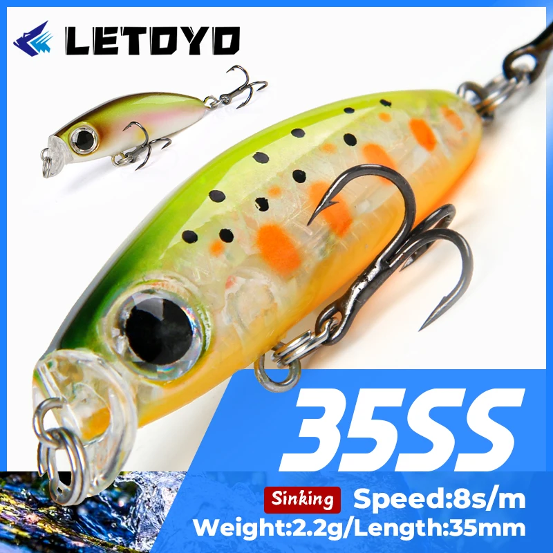 LETOYO 35mm 2.2g Micro Slow Sinking Lures Mini Minnow Fishing Lure Wobblers Perch Bass Trout Area Lures Stream Fshing Baits