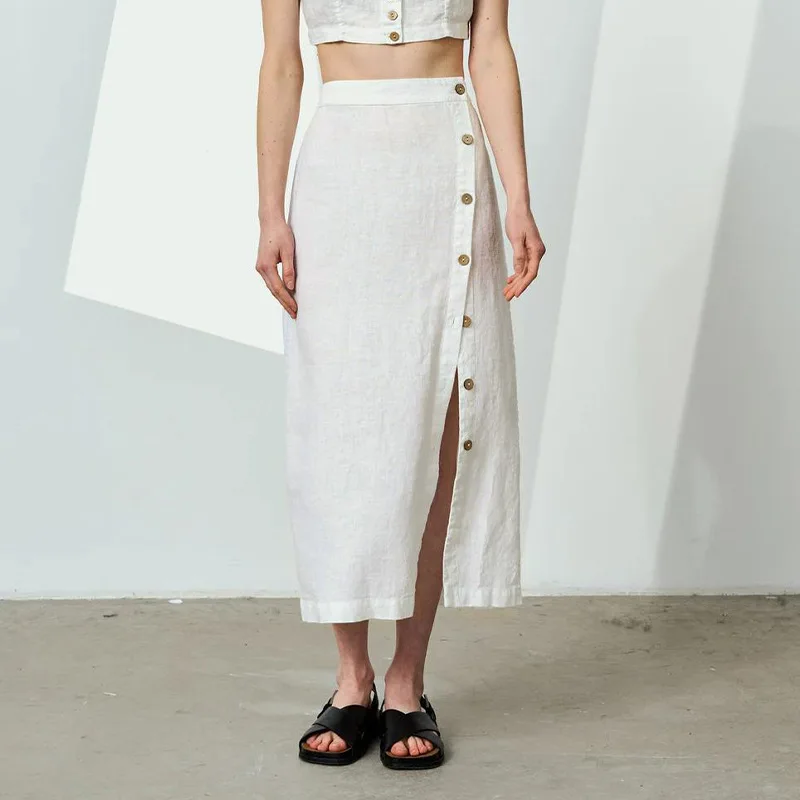 

Side Slit Half Skirt 2026 Niche Design Sense High Waist Skirt Casual Style Elastic Waist Mid Length Skirt