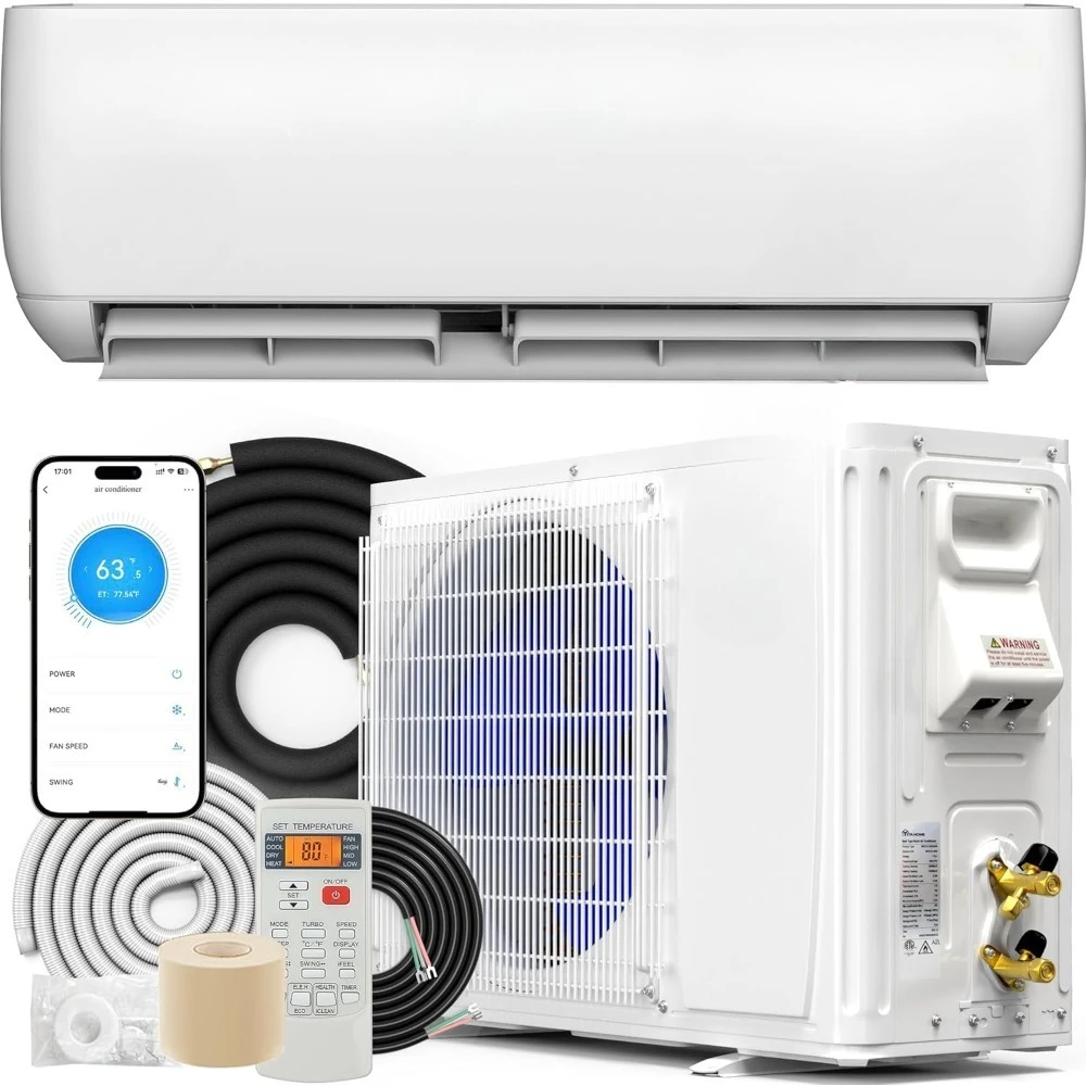 18000 BTU Mini Split Air Conditioner Heat Pump Wifi 19 SEER2 208-230V Inverter Ductless AC 1250 Sq.Ft Alexa Compatible , Custom