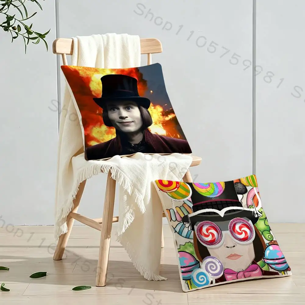 Funny Wonka The Chocolate Factory Print Throw Pillow Cover Square Cushion Case for Living Room Bedroom Decor