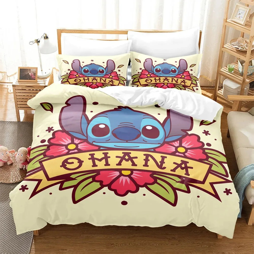 Cute Stitch Bedding Sets Comforter Quilt Bed Cover Duvet Cover Pillow Case 2-3 Pieces Sets Kids Adult Size Bedroom Decor