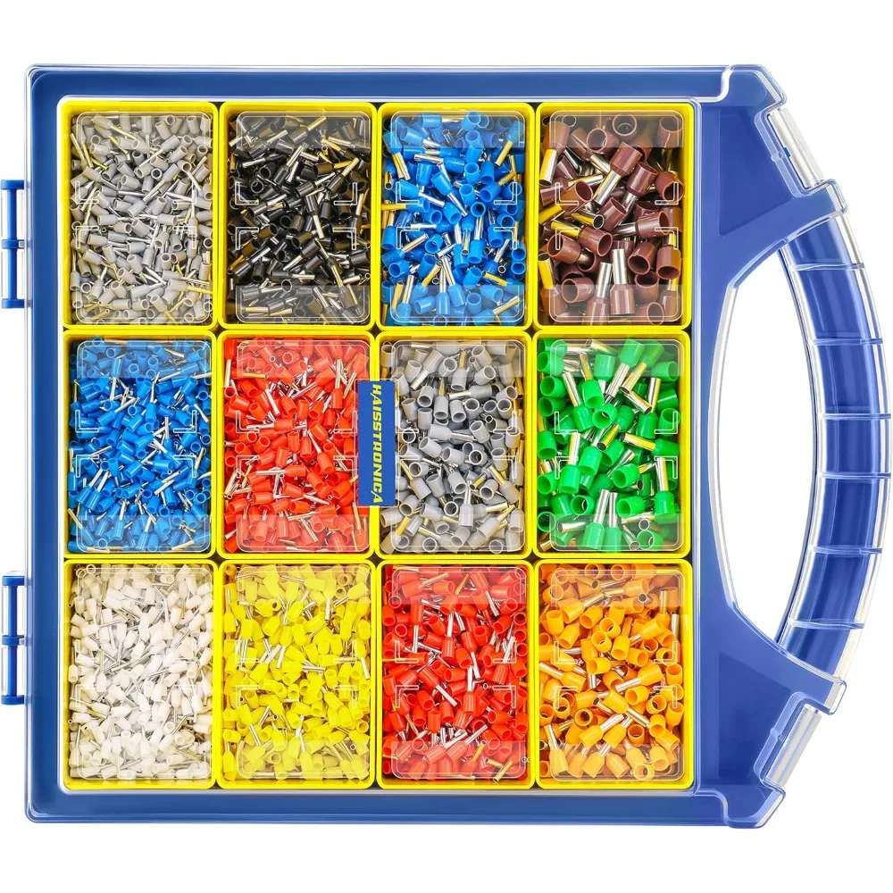 

Wire Ferrules Connectors Kit - 5000PCS AWG22-7 12 Sizes Pin Terminal Ends Assorted in Package, Insulated Cord Pin Ends Ferrule
