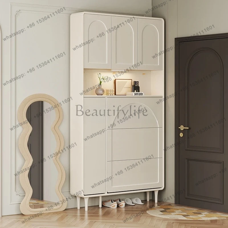 high vertical ultra-thin shoe cabinet household door tipping bucket type extremely narrow entrance integrated storage cabinet