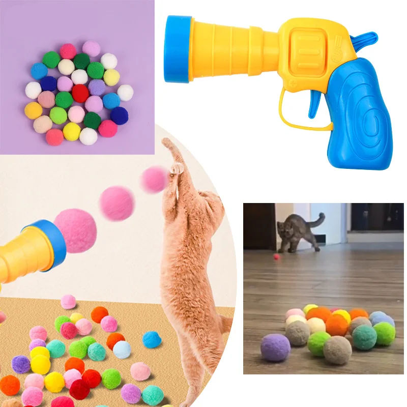 Katzenwerfer, interaktiv, mit Spielzeugpistole, necken Sie Katzenhaustier mit Katzenzubehör, Zubehör für Katzen, leises Senderballspielzeug