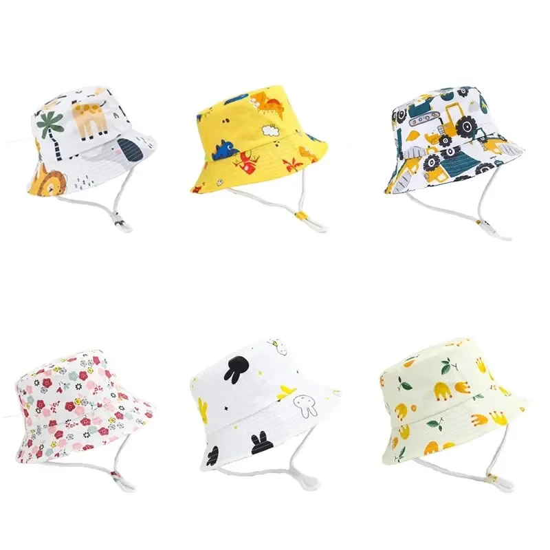 Children\'s Fishing Cap Cartoon Animal Fruit Printing Flower Cap Summer Beach Cotton Fishing Cap Men And Women Baby Universal