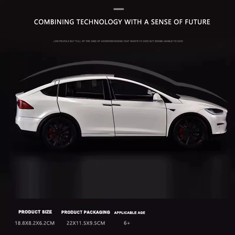 Modelo de coche de aleación Tesla X 1:24, simulación de sonido y luz, coche de juguete extraíble, coche eléctrico de nueva energía, colección de niños, regalo de decoración