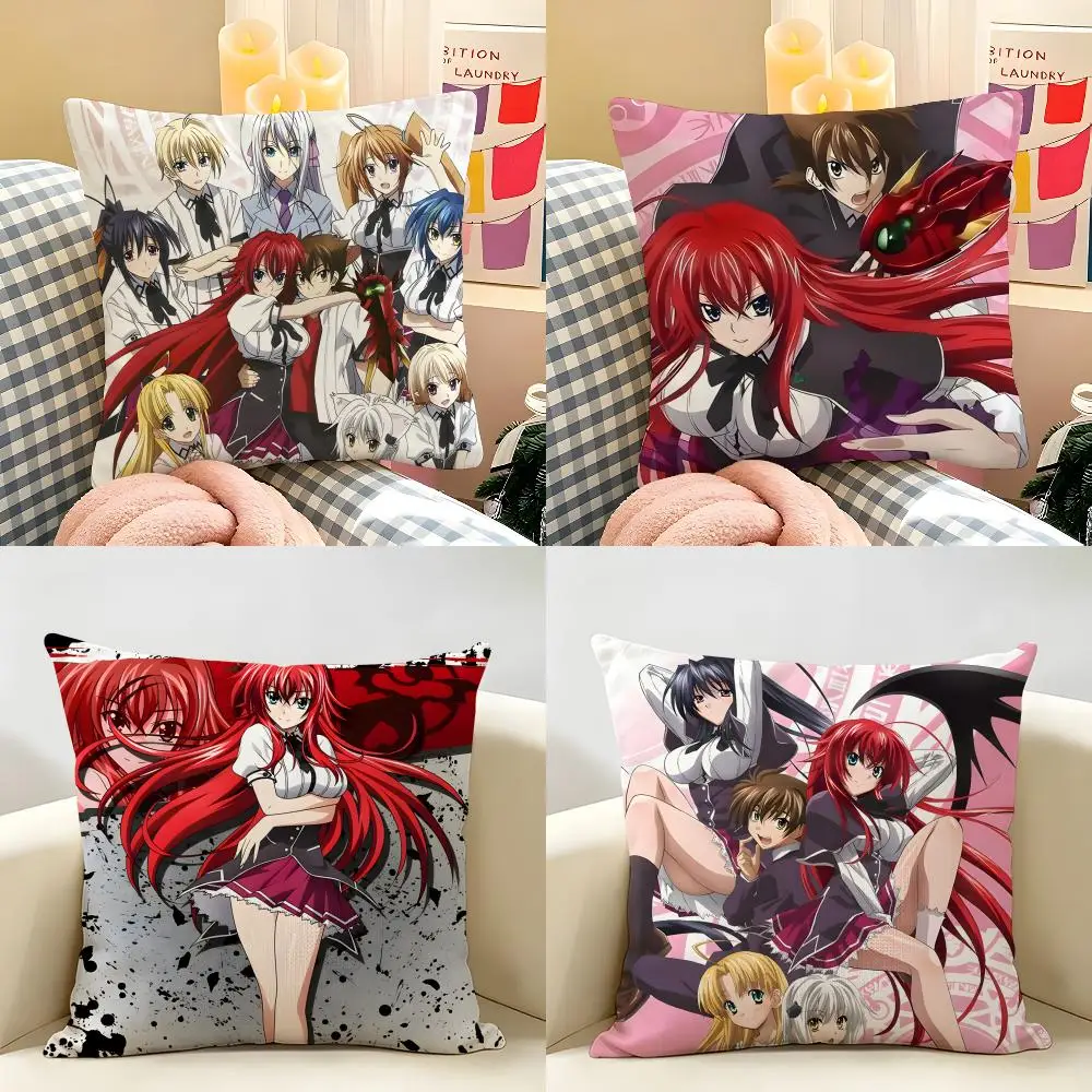 Sexy Anime H-High School DxD Cushion Cover Natural Linen Organic Fabric Double-Sided Printing Room Sofa Decor Pillow Case
