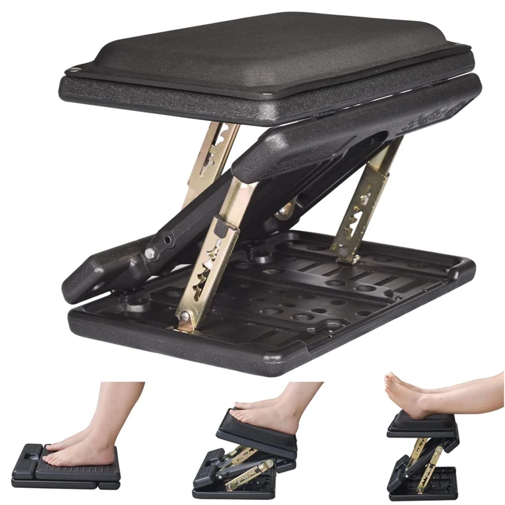 Adjustable Footrest Removable Foam Cushion Under Desk Footrest with Massage Beads for Car Home Office Stool  4-Level Height