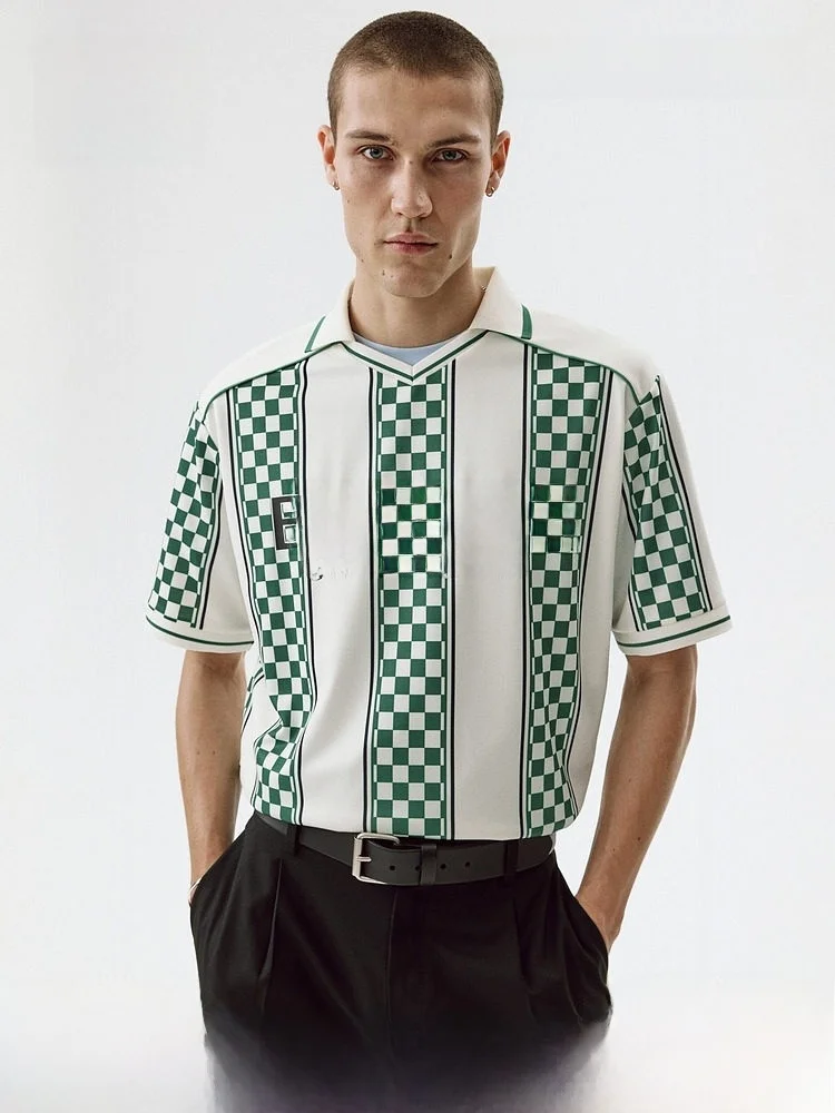 

H&M 2026 Spring Men's Loose Fit Football Shirt 1336025 Casual Polyester Short Sleeve Fashionable Summer New Arrival