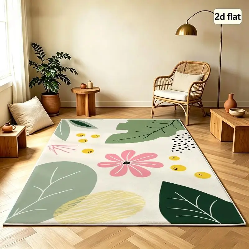 Carpet Flooring Boho Botanical Floral Square Area Rug Modern Abstract Leaf Print Floor Carpet for Bedroom