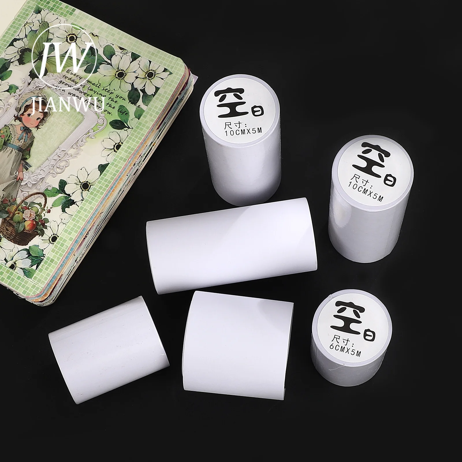 JIANWU 60/100mm*5m Vintage White Blank Priming Landscape Material Collage Scrapbooking Washi Tape Creative Journal Stationery