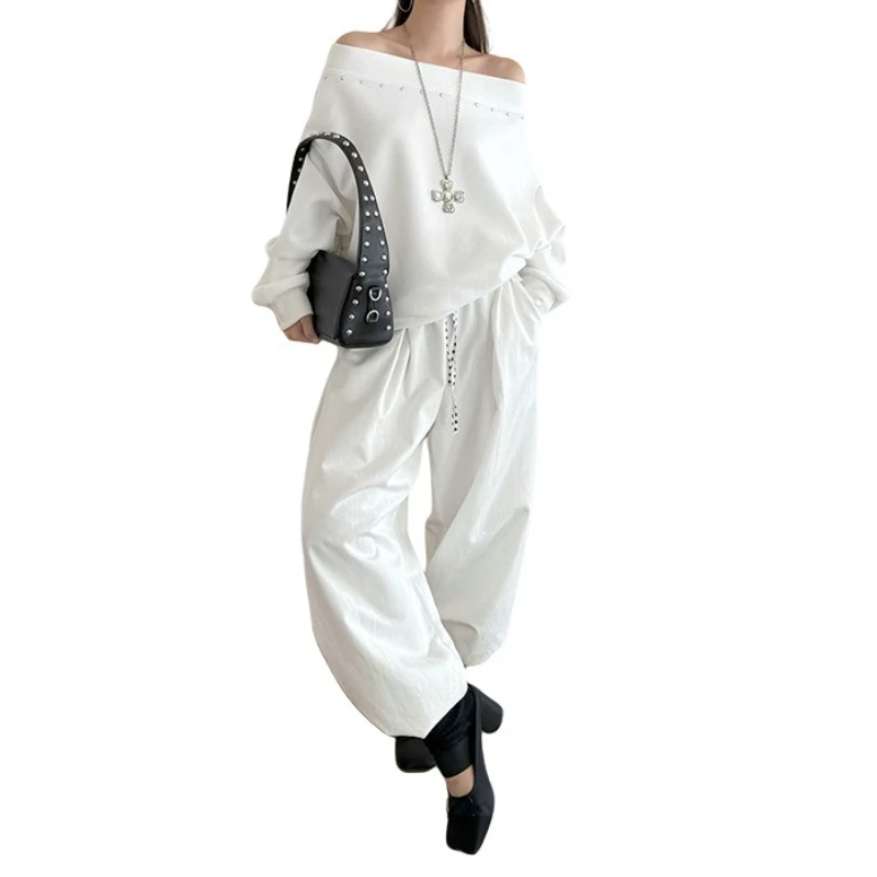 العصرية الشارع مائل الكتف المسامير نسخة كبيرة الرجعية الخريف خارج الكتف فضفاضة عارضة سترة #5